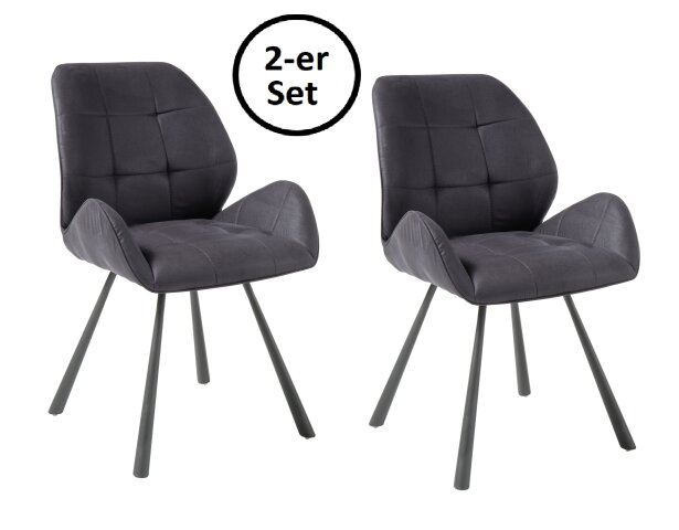Esszimmerstuhl >Alica< (2er-Set) in dunkelgrau aus Mikrofaser - 58x88x63 (BxHxT)