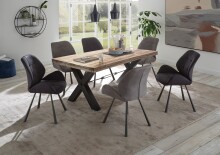 Esszimmerstuhl >Alica< (2er-Set) in hellgrau aus Mikrofaser - 58x88x63cm (BxHxT)