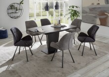 Esszimmerstuhl >Alica< (2er-Set) in hellgrau aus Mikrofaser - 58x88x63cm (BxHxT)