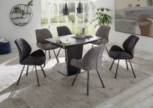 Esszimmerstuhl >Alica< (2er-Set) in hellgrau aus Mikrofaser - 58x88x63cm (BxHxT)
