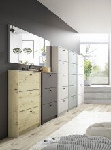 Schuhkipper >Flap< in kreidegrau matt lack, Holzwerkstoff - 60x104x16cm (BxHxT)