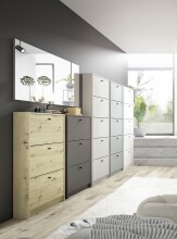 Schuhkipper >Flap< in weiß matt lack, Holzwerkstoff - 60x104x16cm (BxHxT)