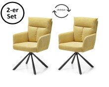 Armlehnstuhl >Solveig< (2er-Set) in gelb/schwarz -...