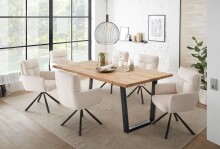 Armlehnstuhl >Solveig< (2er-Set) in hell beige/schwarz - 60x93x67 (BxHxT)