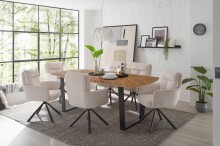 Armlehnstuhl >Solveig< (2er-Set) in hell beige/schwarz - 60x93x67 (BxHxT)