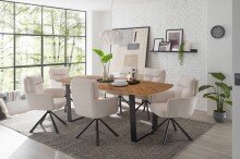 Armlehnstuhl >Solveig< (2er-Set) in hell beige/schwarz - 60x93x67 (BxHxT)
