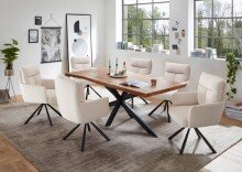 Armlehnstuhl >Solveig< (2er-Set) in hell beige/schwarz - 60x93x67 (BxHxT)