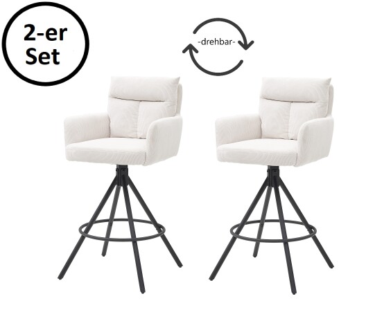 Barhocker >Solveig< (2er-Set) in hell beige/schwarz - 54x103,5x58 (BxHxT)