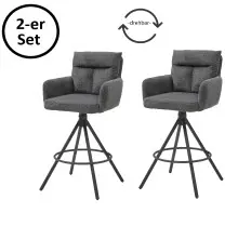 Barhocker >Solveig< (2er-Set) in grau/schwarz -...