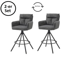 Barhocker >Solveig< (2er-Set) in grau/schwarz -...