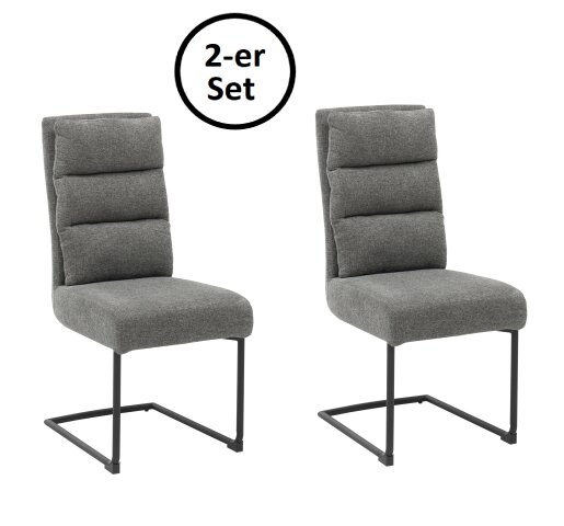 Freischwinger >Stena< (2er-Set) in grau/schwarz - 45x100x61 (BxHxT)