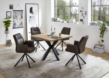 Armlehnstuhl >Mara< (2er-Set) in braun/schwarz - 57x91x62 (BxHxT)