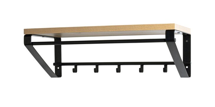 Wandgarderobe >13945< in eiche-schwarz, MDF, Metall - 70x23x30cm (BxHxT)