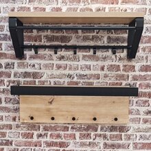 Wandgarderobe >13945< in eiche-schwarz, MDF, Metall - 70x23x30cm (BxHxT)