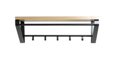Wandgarderobe >13945< in eiche-schwarz, MDF, Metall - 70x23x30cm (BxHxT)