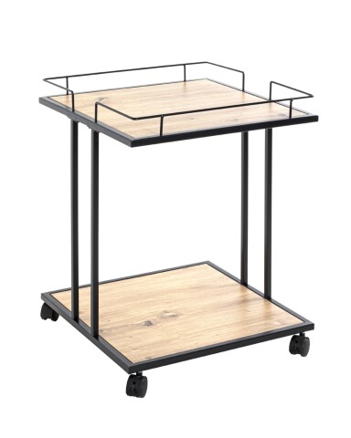 Beistelltisch >14905< in schwarz-eiche, MDF, Melamin, Metall - 45x60x45 (BxHxT)
