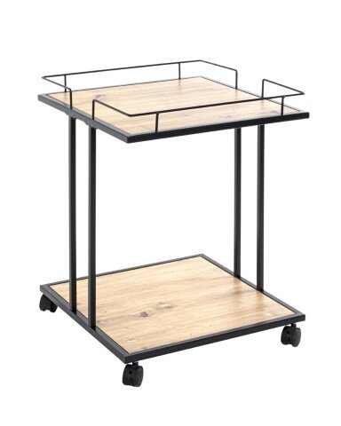 Beistelltisch >14905< in schwarz-eiche, MDF, Melamin, Metall - 45x60x45 (BxHxT)