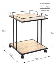 Beistelltisch >14905< in schwarz-eiche, MDF, Melamin, Metall - 45x60x45 (BxHxT)