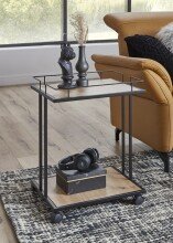 Beistelltisch >14905< in schwarz-eiche, MDF, Melamin, Metall - 45x60x45 (BxHxT)