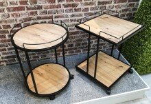 Beistelltisch >14905< in schwarz-eiche, MDF, Melamin, Metall - 45x60x45 (BxHxT)