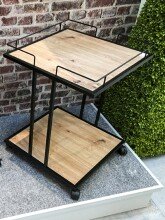 Beistelltisch >14905< in schwarz-eiche, MDF, Melamin, Metall - 45x60x45 (BxHxT)