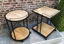 Beistelltisch >14906< in schwarz-eiche, MDF, Melamin, Metall - 60cm (H)