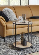 Beistelltisch >14906< in schwarz-eiche, MDF, Melamin, Metall - 60cm (H)