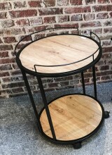 Beistelltisch >14906< in schwarz-eiche, MDF, Melamin, Metall - 60cm (H)