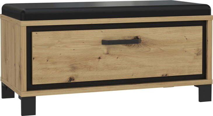 Sitzbank >Travis< in Artisan Eiche / schwarz Eiche - 89,4x44,7x41,5 (BxHxT)