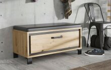 Sitzbank >Travis< in Artisan Eiche / schwarz Eiche - 89,4x44,7x41,5 (BxHxT)