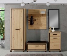 Garderobenpaneel >Travis< in Artisan Eiche, Holzwerkstoff - 90x100x30cm (BxHxT)
