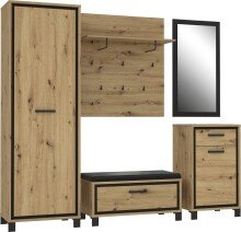 Garderobenpaneel >Travis< in Artisan Eiche, Holzwerkstoff - 90x100x30cm (BxHxT)