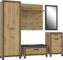 Garderobenspiegel >Travis< in Schwarz Eiche, Holzwerkstoff - 54,4x100x2 (BxHxT)