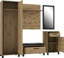 Garderoben-Set >Travis< in Artisan Eiche und Schwarzeiche, Holzwerkstoff