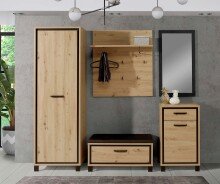 Garderoben-Set >Travis< in Artisan Eiche und Schwarzeiche, Holzwerkstoff