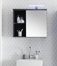 Badezimmerspiegelschrank >Grey< in Glas Grau -...
