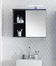 Badezimmerspiegelschrank >Grey< in Glas Grau -...