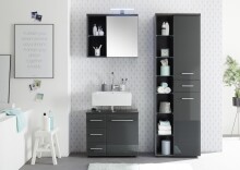 Badezimmerspiegelschrank >Grey< in Glas Grau - 69x60x25 (BxHxT)