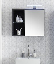 Badezimmerspiegelschrank >Grey< in Glas Grau -...
