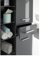 Badezimmer-Set >Grey< in Glas Grau aus Holzwerkstoff E1 - 129x192x32cm (BxHxT)