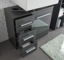 Badezimmer-Set >Grey< in Glas Grau aus Holzwerkstoff E1 - 129x192x32cm (BxHxT)