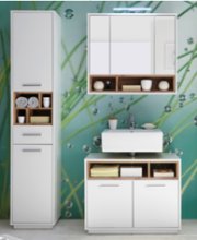 Badezimmerspiegelschrank >Milano< in Weiß-Wildeiche - 80x72x21 (BxHxT)