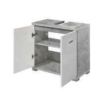 Waschbeckenunterschrank >Peter< in Weiß Hochglanz aus MDF - 60x57x31cm (BxHxT)