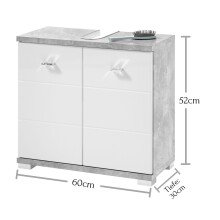 Waschbeckenunterschrank >Peter< in Weiß Hochglanz aus MDF - 60x57x31cm (BxHxT)