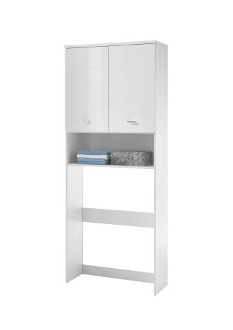 Waschmaschinenumbauschrank >Peter< in Weiß Hochglanz aus MDF - 76x190x31 (BxHxT)