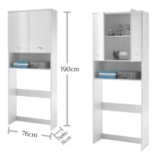 Waschmaschinenumbauschrank >Peter< in Weiß Hochglanz aus MDF - 76x190x31 (BxHxT)