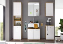 Waschbeckenunterschrank >Peter< in Weiß Hochglanz aus MDF - 60x57x31cm (BxHxT)