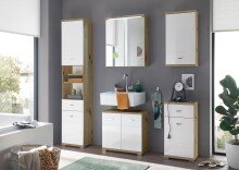 Waschbeckenunterschrank >Peter< in Weiß Hochglanz aus MDF - 60x57x31cm (BxHxT)