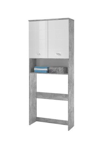 Waschmaschinenumbauschrank >Peter< in Weiß Hochglanz aus MDF - 76x190x31 (BxHxT)