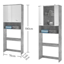 Waschmaschinenumbauschrank >Peter< in Weiß Hochglanz aus MDF - 76x190x31 (BxHxT)
